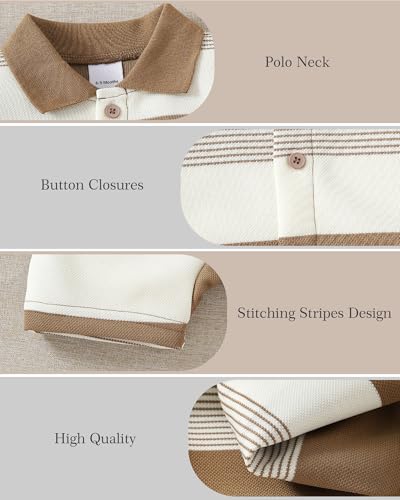 DEFAHN Baby Boy Polo Striped Romper Short Sleeve Solid Bodysuit Jumpsuit Collared Infant One-Piece Outfit2