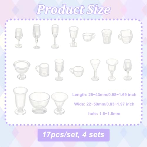 OLYCRAFT 68Pcs/4 Sets Mini Cups Keychain Kit Miniature Plastic Cups Epoxy Resin Casting Kit Mini Sundae Cups Miniature Pendant Charms for Keychain DIY Clay Resin Miniature Ice Cream Cup Jewelry Making - Image 2