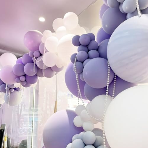 Image of Voircoloria 66pcs Lilac Purple Faded Purple Latex Party Balloons, 12inch | for Wedding, Birthday, Graduation, Bridal Shower, Baby Shower, Gender Reveal, Anniversary Party Decorations