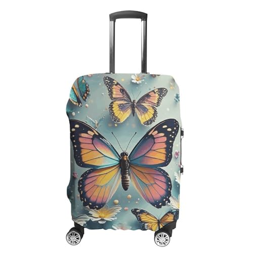 Cute Butterflies Elastic Luggage Cover Suitcase Protector for 19-32 Inch Suitcases | Universal Stretchable Travel Bag Cover | Anti-Scratch, Washable with Zipper Closure L