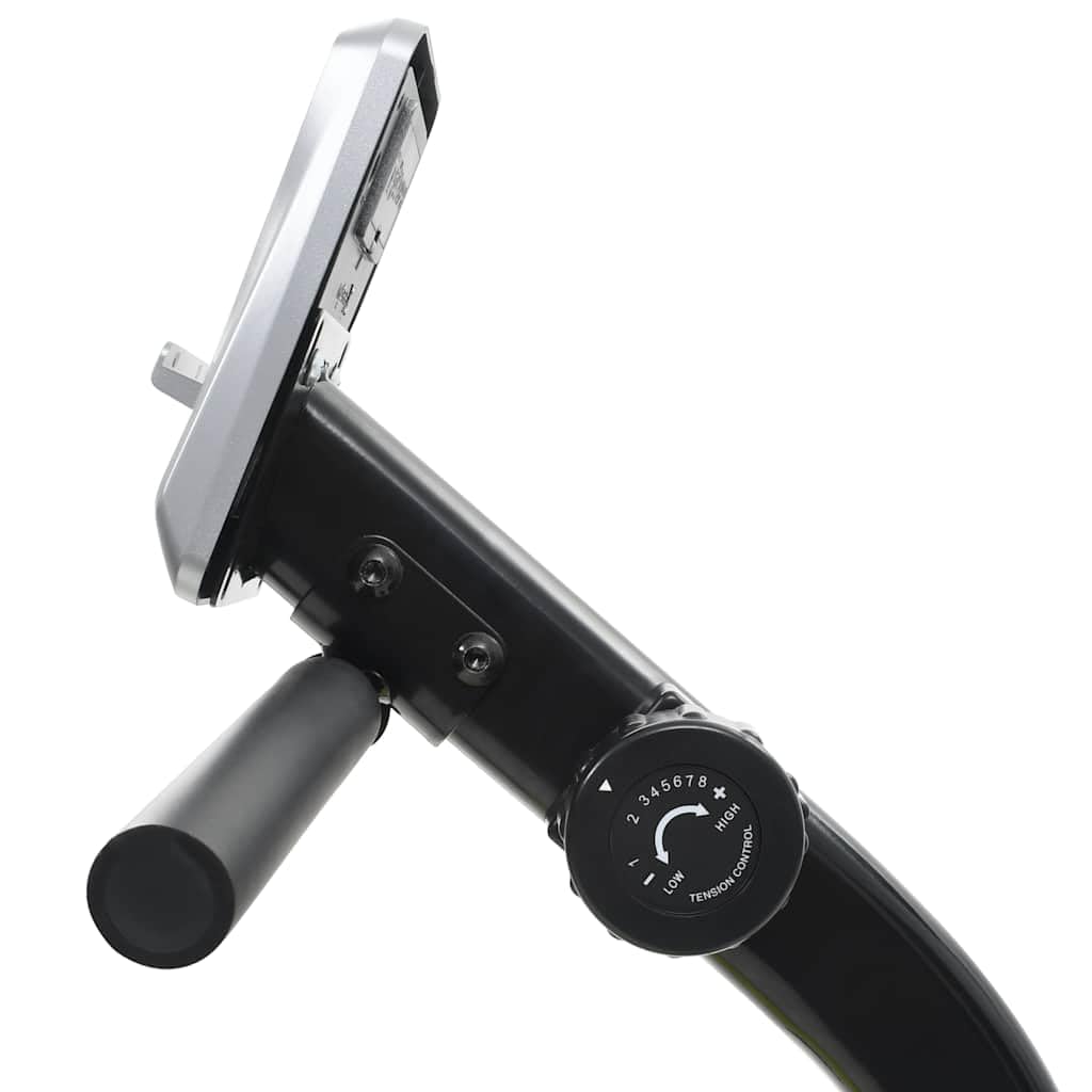 Magnetyczny rower treningowy z pomiarem tętna, wyświetlaczem LCD i uchwytem na tablet, regulowane wyściełane siedzisko, antypoślizgowe pedały z paskami, cichy opór