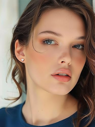 Silvora S925 Silver Half Hoop Earrings for Women Heart Initial Earrings - A-Z 26 Alphabet 7mm Wide Minimalist Huggie Earrings3