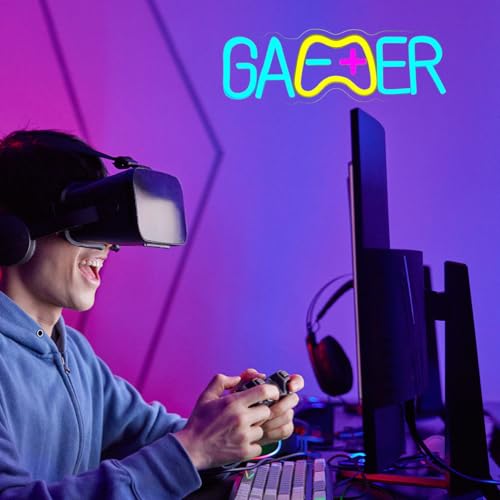 Image of LED Game Sign Game Zone Neon Signs Gaming Room Wall Art Decor Man Cave Lights Signs Gamer Home Bedroom Decoration USB Powered Brightness Adjustable