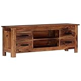  Festnight Mueble para TV Mueble TV Salón Moderno Mesa Televisión con 4 Cajones y 2 Compartimentos Madera Maciza de Sheesham 110x30x40 cm