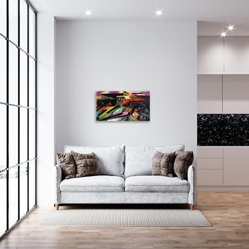 Impression sur toile cubisme Franz Marc The Wolves 50x100cm tableau avec cadre intérieur - 4