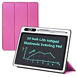 LCD Writing Tablet 10 inch Electronic Handwriting Pad Doodle Board with Leather Protective Case Christmas Birthday Gifts for Adults at Home Business Office(Pink)