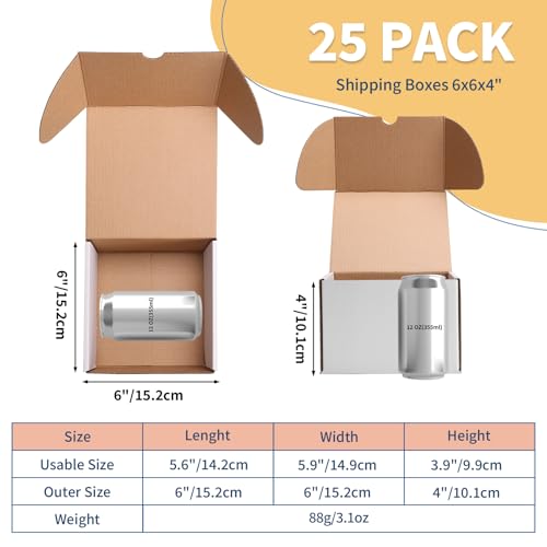 Image of ZBEIVAN 6x6x4 White Shipping Boxes Set of 25, Corrugated Cardboard Mailer Boxes for Packaging Small Business Mailing Gifts