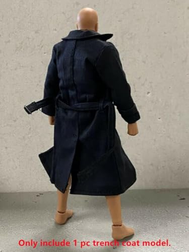 1/12 Scale Black Fabric Wired Trench Coat Model for 6" (No Figure) - 1pc Coat, Size: 11cm L x 5.5cm W 5cm S.L 3cm S.W, Black, Female, Teen & Adult3