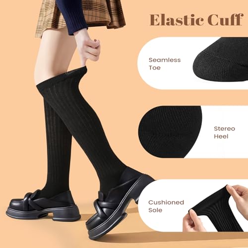 3 Pairs Slouch Socks Women, Long Winter Thigh High Boot Scrunch Socks, Warm Soft Slouchy Sock for Women Size 5-113