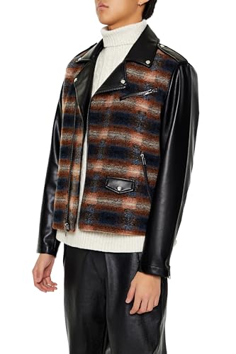 Forever 21 Men's Plaid Faux Leather Moto Jacket4