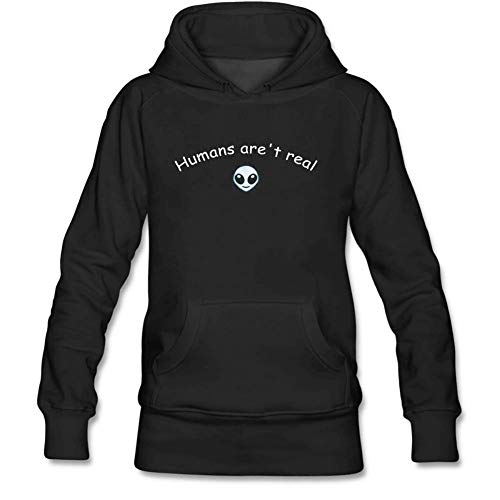 Julongcul Humans aren't Real Safiya Nygaard Cotton Hoodie Sweatshirt for Womens L Black
