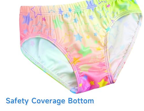 Image of Girls Tankini Swimsuit UPF50+ Ruffle 2 Piece Bathing Suit Full Coverage Kids Swimwear Ages 2-14 Years