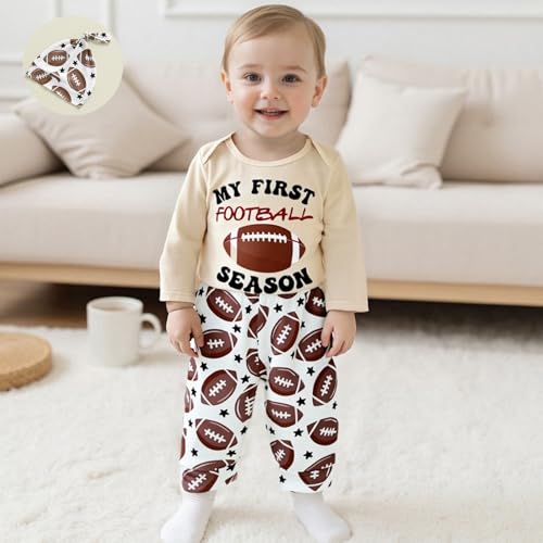 Newborn Baby Boy Football Clothes Letter Rugby Print Long Sleeve Romper Pants and Cap 3 Pcs Outfits Set2