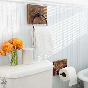 Autumn Alley Rustic Farmhouse Toilet Paper Holder and Towel Ring, Wall Mount, 2 Set - Country Western Decor Wall Toilet Paper Holder and Bathroom Hand Towel Holder Decor, Wooden Autumn Alley Rustic Farmhouse Toilet Paper Holder and Towel Ring Wall Mount 2 Set Country Western Decor Wall Toilet Paper Holder and Bathroom Hand Towel Holder Decor Wooden