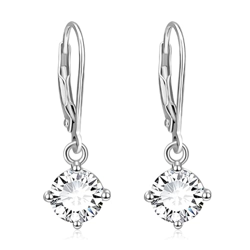 Amy & Annette Crystal Leverback Silverstone Earrings - Earrings for Sensitive Ear - Great Gift Idea for Every Occasion