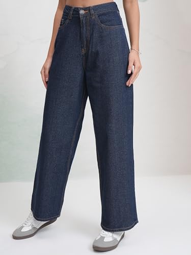 Image of Tokyo Talkies Women's Wide Leg Flared Jeans| Mid-Rise| Jeans Pant