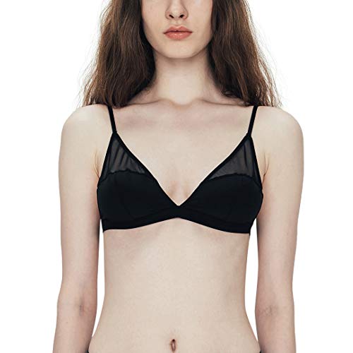 Soutien-gorge triangle noir lingerie fine minimaliste taille S