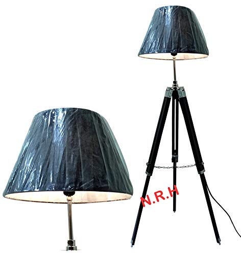 Supporto Per Lampada Da Terra A Treppiede - Finitura Cromata E Grigia, Altezza 127 Cm (Senza Paralume)