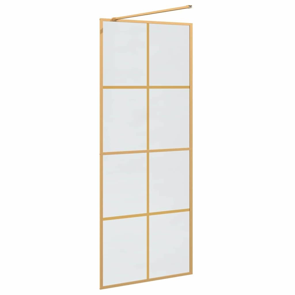 Fengshui Walk-in - Mampara de ducha (cristal templado, 80 x 195 cm), color dorado | Marco de aluminio, cristal templado de seguridad, ancho ajustable, incluye soporte de 100 cm