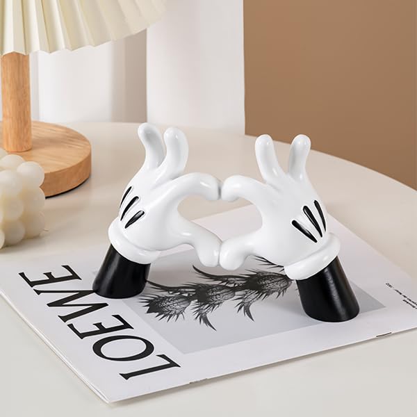 Figura Decorativa Corazón Mano Resin Negro Blanco miniatura 3