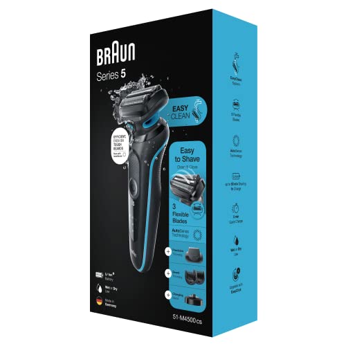 Braun Series 5 Rasierer Herren mit EasyClick Aufsatz, Elektrorasierer & Barttrimmer, Ladestation, EasyClean, Wet & Dry, wiederaufladbar & kabellos, Geschenk Mann, 51-M4500cs, mintgrün - Image 6
