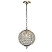 ALOADECOR 1-Light W12 in. Retro Antique Gold Globe Chandelier Small Crystal Vintage Cage-Style Shade Pendant Light for Kitchen Island Sphere Light Fixture for Bedoom