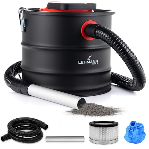 LEHMANN Bidone Aspiracenere senza Sacco 18L, 1200W, Robusto Serbatoio, Lavabile