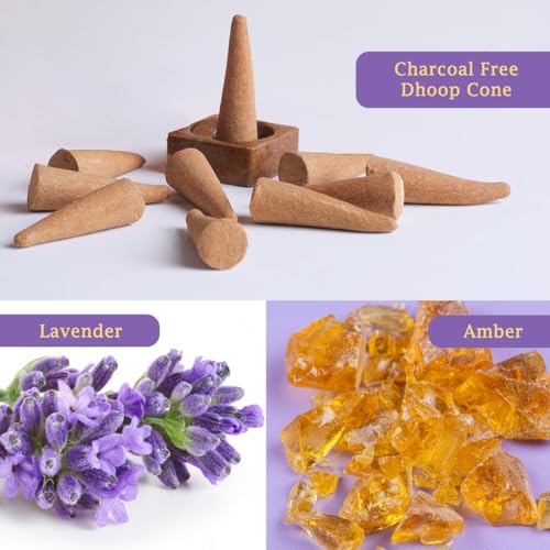 Image of Mangaldeep Scent Premium Bambooless Dhoop Cones - with Lavender and Amber fragrances (40 cones)