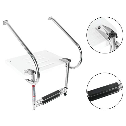 image for YaeMarine 2 Step Fiberglass Platform Ladders, Inboard Boat Ladder, Und