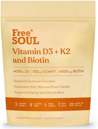 Vitamin D3 + K2 and Biotin, 3 in 1 Complex | High Strength D3 400...