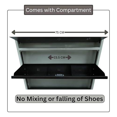 Image of 5 Door Metal Shoe Rack with Door Wall Mounted | Fits Size 12 Shoes | Steel Shoe Cabinet 30 Inch Wide 15 Pairs Capacity | CRC Heavy Duty Powder Coated | Dual Lock System (Dark Brown, 5 Door)