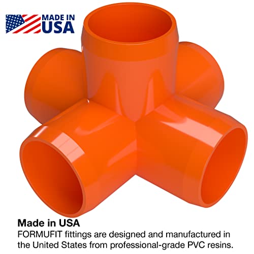 Formufit F0015Wc-Or-4 5-Way Cross Pvc Fitting, Furniture Grade, 1" Size, Orange (Pack Of 4) #TOP1