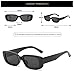 IKANOO Retro Rectangle Sunglasses for Women Men Small Square Frame Trendy Y2K 90’s Black Sunglasses (Black)