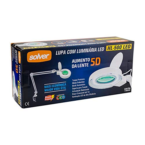 Lupa de Bancada 5x HL-500 LED Bivolt Solver