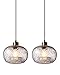 CASAMOTION Pendant Lights Kitchen Island,Clear Seeded Glass with Black Sand Powder,Modern Farmhouse Ceiling Hanging Lighting Fixtures,Dining Room Table Bedroom Oval Globe 8.7 Inch Diam 2 Pack