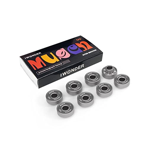 Iwonder Mugen Professional Long Plate Precision Skateboard Bearings 8 Pack Spacers & Washers Bundle Longboard Bearings Set Fits Skateboard Inline & Roller Skates #TOP7