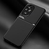 YUECXIN Cover per Honor 200, Ultrasottile Antiurto Anticaduta Antiscivolo PU + TPU Bumper Silicone Case, Premio Classica Moda Uomini Donne Custodia. Nero