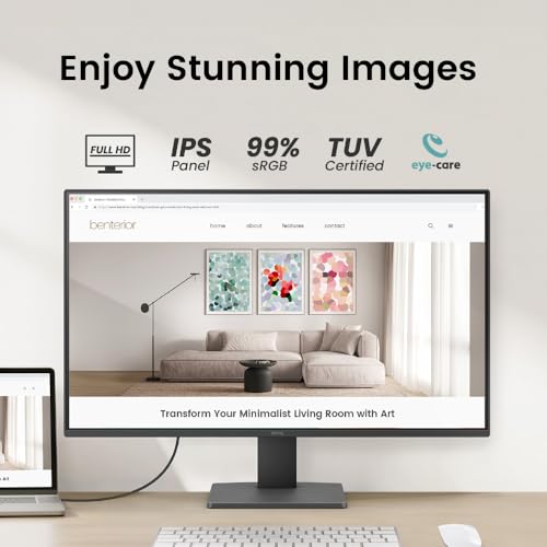 BenQ GW2791 27” IPS FHD 1080p 100Hz Home Office Monitor, 99% sRGB, HDMI, Displayport, Ultra Slim Bezel, Flicker Free, Low Blue Light, KSA Version - 3 YEAR WARRANTY