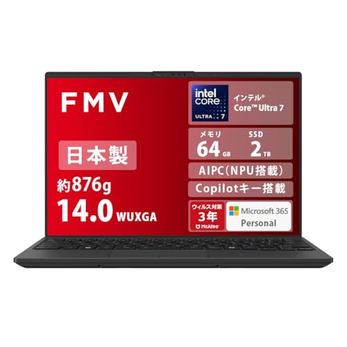 xm m[gp\R { FMV Note U WU2-K3 (MS 365 Personal/CopilotL[/AIPC/ԋ쓮obe/FؑΉ/Win 11 Pro/14.0^/Core Ultra 7/64GB/SSD 2TB) 