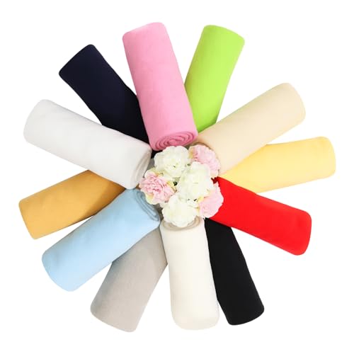 M Mute Touch FLEECE-FABRIC-12PCS-50CM 12Pcs Solid Color Knitted Polar Fleece Fabric thumb #1
