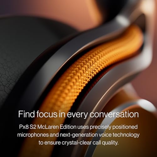 Image of Bowers & Wilkins Px8 S2 McLaren Edition Wireless Over-Ear Headphones, Noise Cancelling Bluetooth Headphones, aptX Lossless, Memory Foam Ear Cushions, High-Resolution Audio, All-Day Comfort
