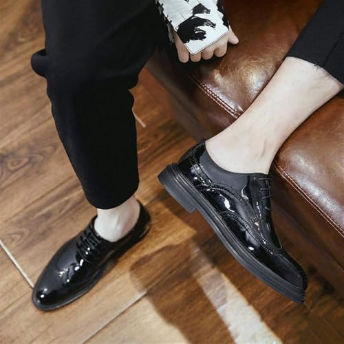 Men's Leather Lace Up Platform Work Oxfords, Business Oxford Shoes Fashion Slip-On Round Toe Round Toe Solid Handmade Dress Shoes for Men3