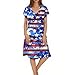 Womens American Flag Dress Casual Graphic Maternity Short Sleeve O Neck Dressy Festival Fashion Fourth of July Outfits Vestidos De Verano para Mujer 2025 Sky Blue