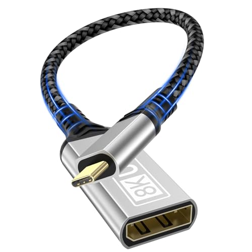 layajia USB C auf DisplayPort 1.4 Adapter, Typ-C auf DisplayPort Adapter 8K@60Hz 4K@240Hz Unidirektional Thunderbolt 5/4 auf USB C auf DP Kabel Kompatibel mit iPhone16, MacBookPro/Air, iPad, Mac mini