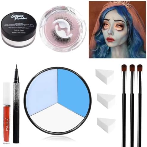 Halloween Sally Makeup Kit, Corpse Bride Corpse Bride Face Painting Kit, Sally Face Costume Women Cosplay, for Halloween Dress Up, Party