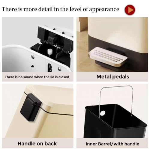 Image of 12L /3.1 Gal Slim Step Garbage Can,Narrow Rectangle Garbage Container Bin,Small Bathroom Trash Can with Lid Soft Close，Foot Pedal Garbage Can for Bathroom,Bedroom,Office (12l-Gery)