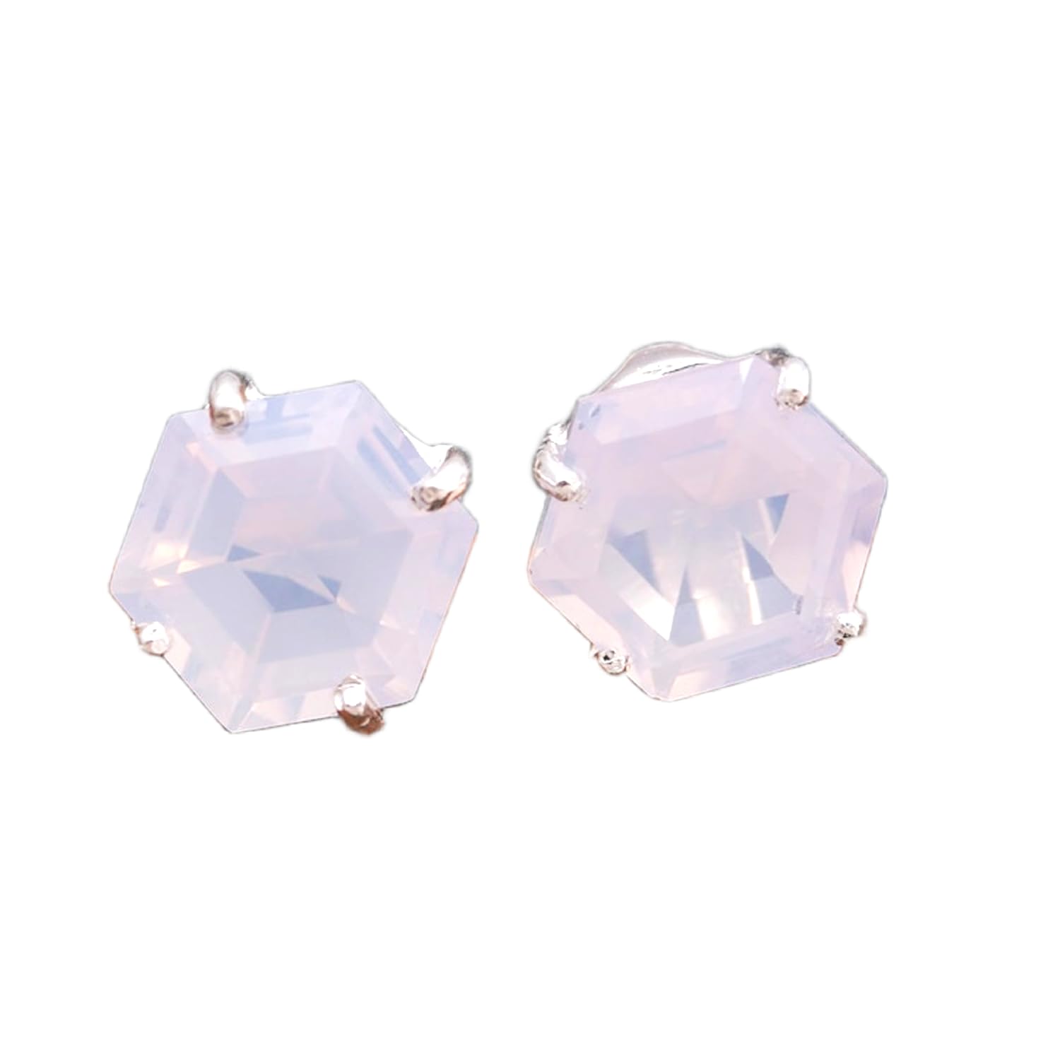 Puces d'oreilles quartz lavande argent 925 hexagonal LK_VSTD_0529 - 5