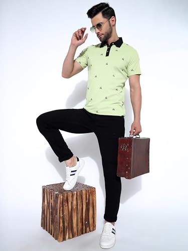 Image of Honky Tonky Men's Regular Fit Polo Neck Half Sleeve Printed Casual T-Shirt | Polo T-Shirt for Men