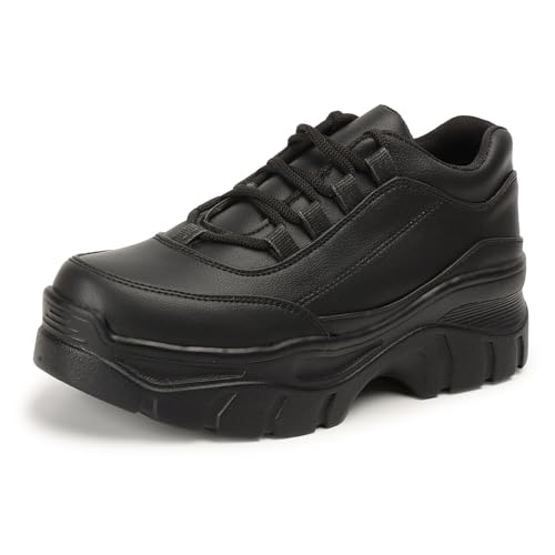 Image of Vendoz Women Casual Stylish Black High Heel Sneaker Shoes