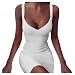 YANFANG Vestidos Cortos Mujer,Mini Vestido Casual sin Mangas sólido Atractivo del Estilo del día de Fiesta de Las Mujeres, L,White
